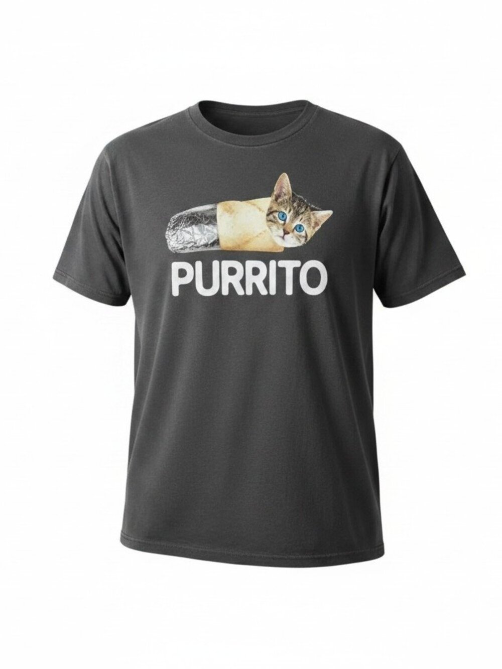 Purrito Cat Burrito T Shirt 2XL Black Funny Cat Lover Graphic Tee Meme Unisex